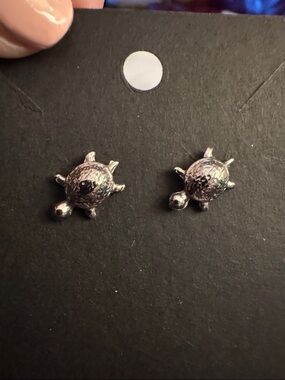 💜 Dainty Silver Turtle Stud Earrings